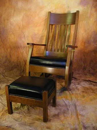 Mission Leather Rocking Chair and Footstool
