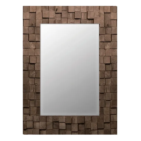 Walnut Block Framed Mirror #698