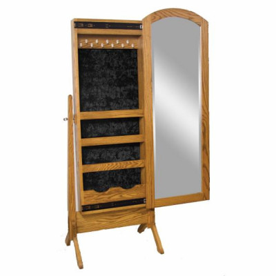 1012-105 Antique Shaker Cheval Mirror with Sliding Jewelry Box