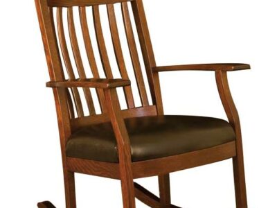 010 Oakland Bent Slat Leather Rocking Chair