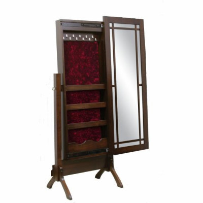 1023-105 Colonial Mission Cheval Mirror with Jewelry Box