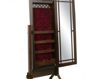 1023-105 Colonial Mission Cheval Mirror with Jewelry Box