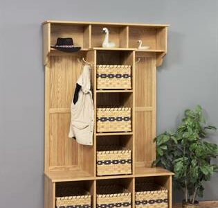 GO-6009 Traditional hall tree with baskets