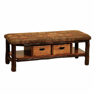 313 Rustic Bench with 2 Baskets