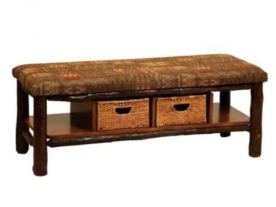 313 Rustic Bench with 2 Baskets