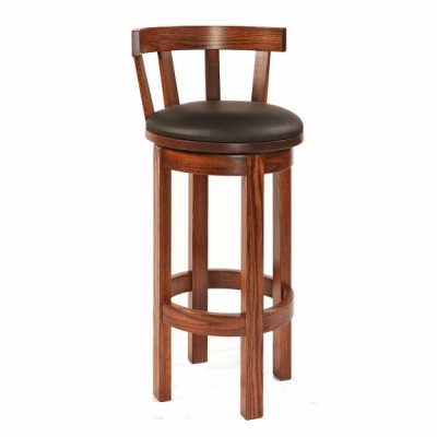 Barrel Bar Stool with Leather Seat