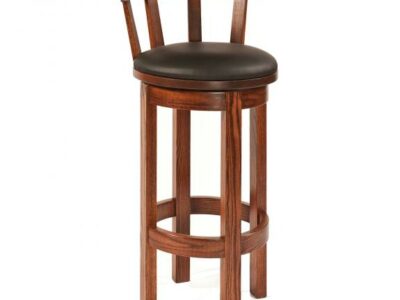 Barrel Bar Stool with Leather Seat