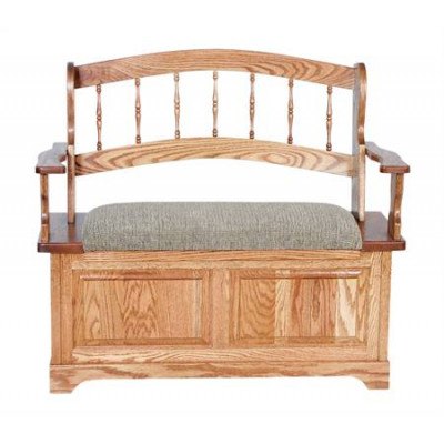 AJW30136 Country Spindle Upholstered Storage Bench