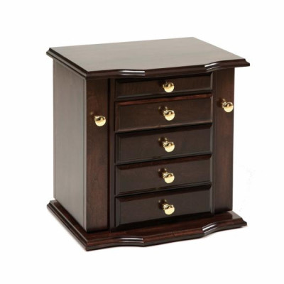 #310; Queen Ann Brown Maple Dresser Top Jewelry Cabinet