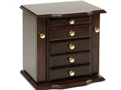 #310; Queen Ann Brown Maple Dresser Top Jewelry Cabinet