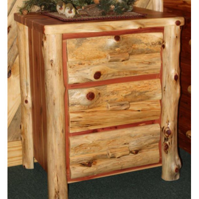 3 Drawer Log Night Stand