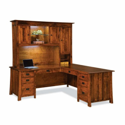 FVD-7878LHT-GR Grant L Desk with Hutch