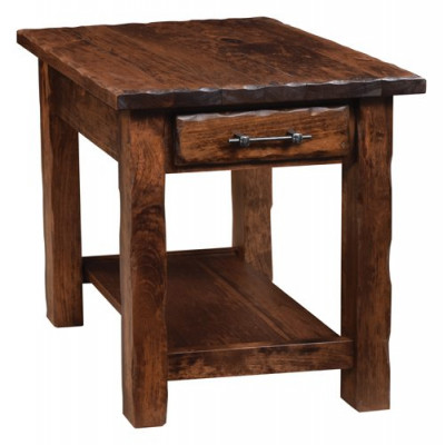 HHD-2224-DS Hand Hewn end table with shelf