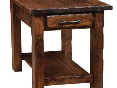 HHD-2224-DS Hand Hewn end table with shelf