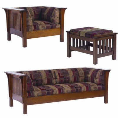 1800 Mission Couch, Chair, Ottoman