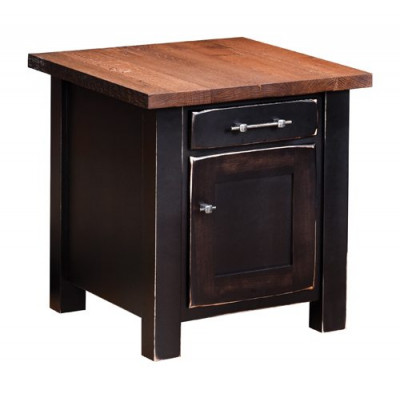 RBW-2224-DD Reclaimed Barn wood End Table with door
