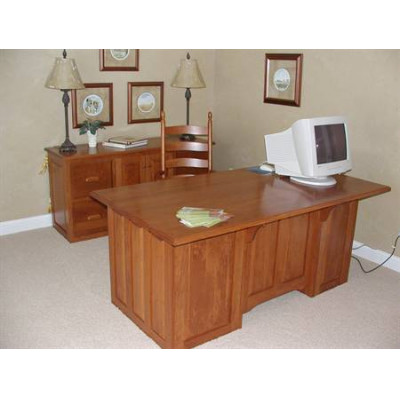 Cherry Executive Desk and Credenza