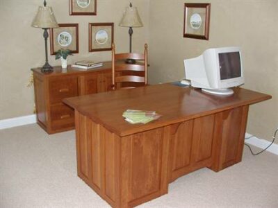 Cherry Executive Desk and Credenza