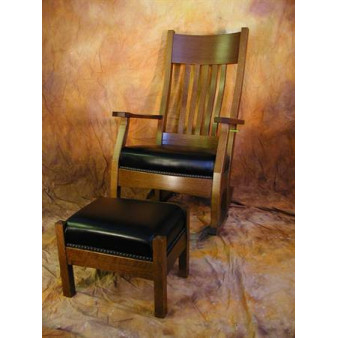 Mission Leather Rocking Chair and Footstool