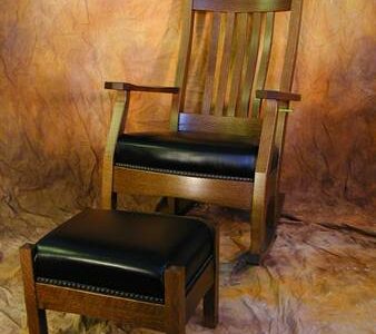 Mission Leather Rocking Chair and Footstool