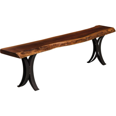 Double Curve Live Edge Dining Bench