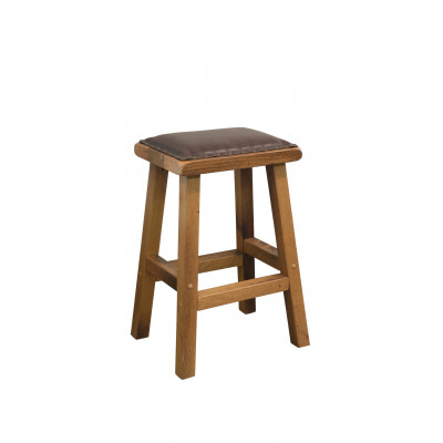 Bar Stool, Barnwood, with leather padded seat