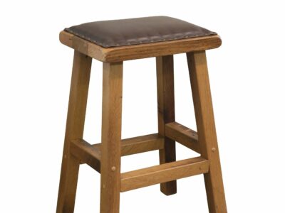 Bar Stool, Barnwood, with leather padded seat