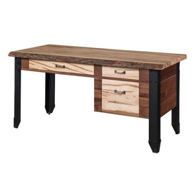Live edge top desk with steel legs