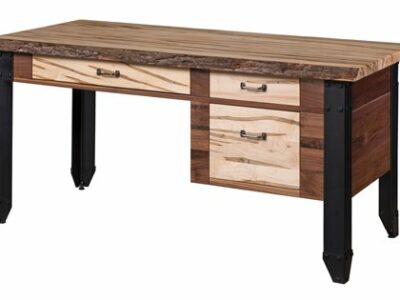 Live edge top desk with steel legs