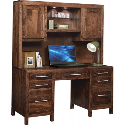 VA-6041 Vienna Double Pedestal Desk with Hutch
