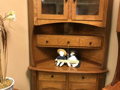Master Corner hutch in quarter sawn white oak