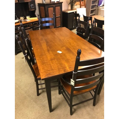 Harvest 40 x72 table and 6 chairs in Curly maple/ Brown maple