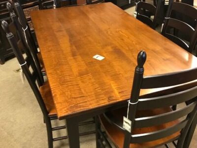 Harvest 40 x72 table and 6 chairs in Curly maple/ Brown maple