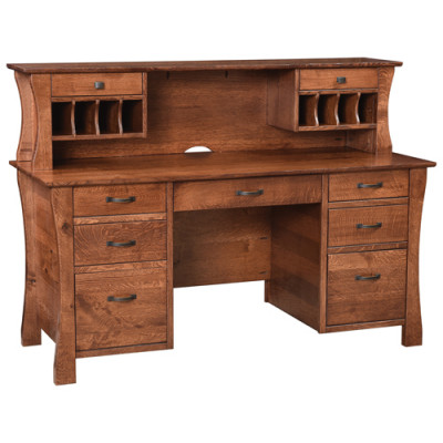 Kapernaum K-801D Double Pedestal Desk & K-810H Hutch