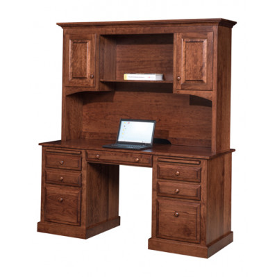 Traditional TDPD-2362 Double Pedestal Desk & TCDH-300 Hutch
