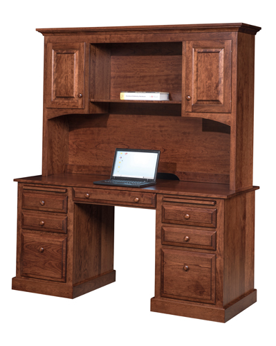 Traditional TDPD-2362 Double Pedestal Desk & TCDH-300 Hutch