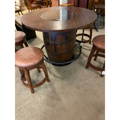 Rustic Barrel Pub Table with Silhouette